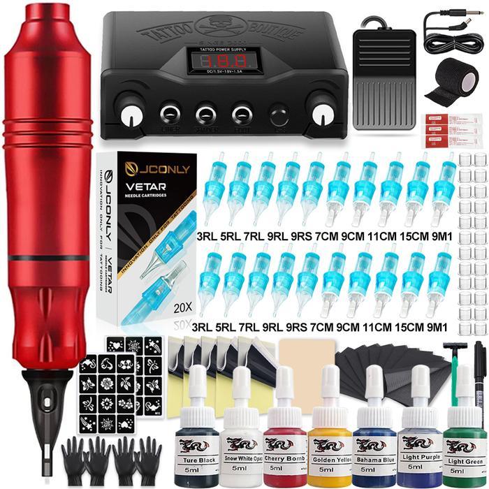 TATTOO MACHINE KIT PROFESSIONAL TATTOO KIT ROTARY TATTOO PEN WITH JCONLY TATTOO CARTRIDGE NEEDLE