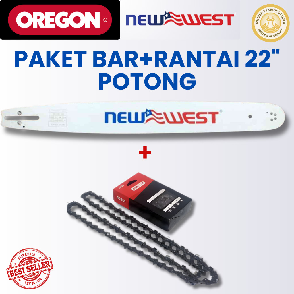 SET BAR NEW WEST & RANTAI OREGON ORIGINAL SENSO 22 INCH POTONG 22/38T