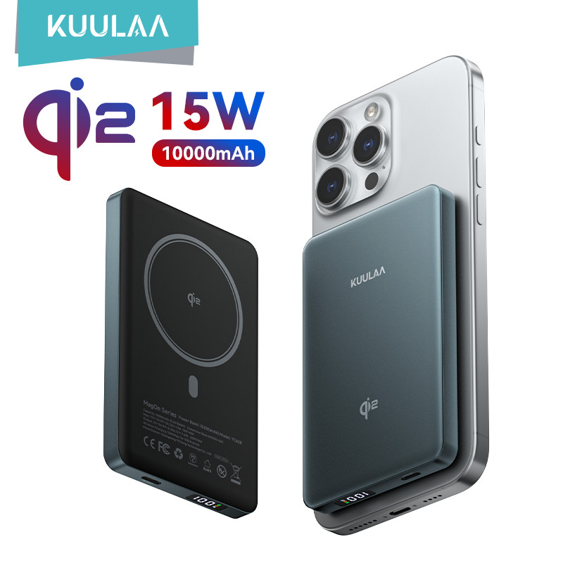 Kuulaa Qi2 Magnetic Power Bank 10000Mah Portable Charger Powerbank For Magsafe 15W Wireless Fast