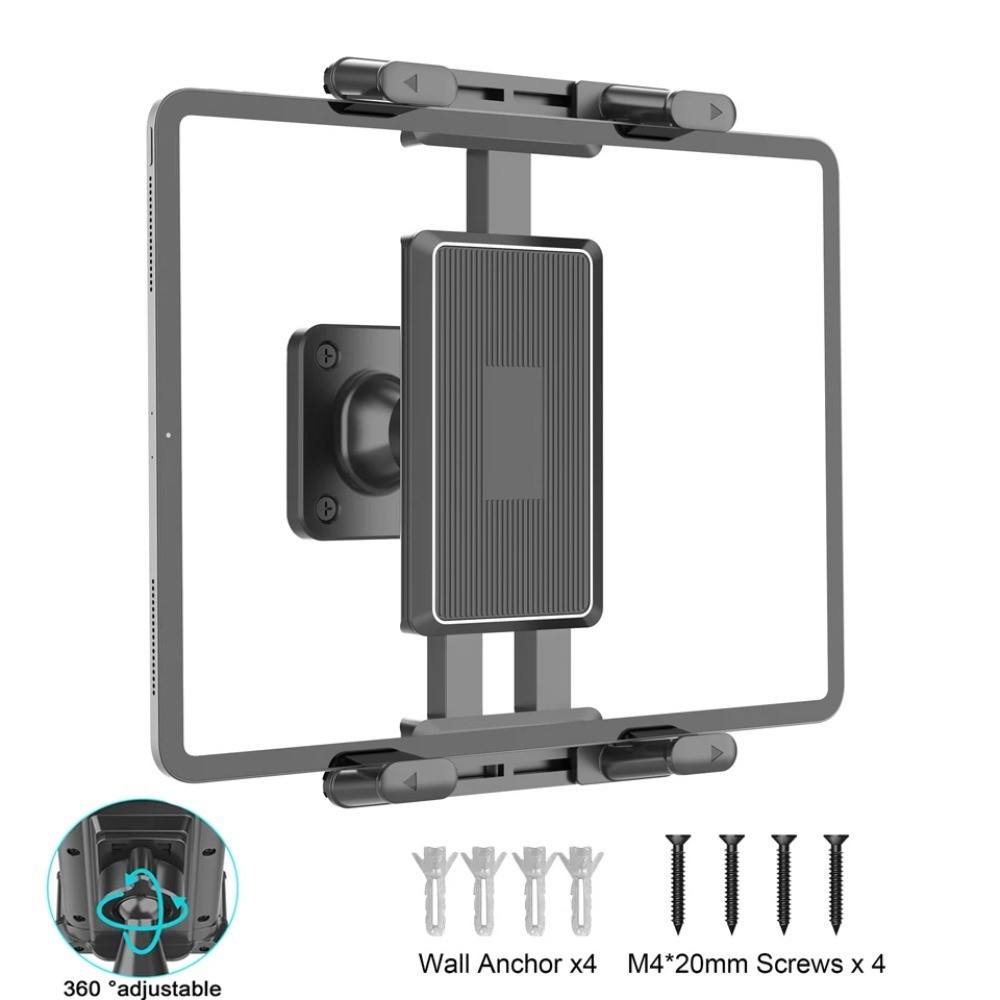 Tablet Wall Mount, 360 Rotation Tablet Holder Stand, Sturdy Base, Kitchen Wall Mount Compatible With