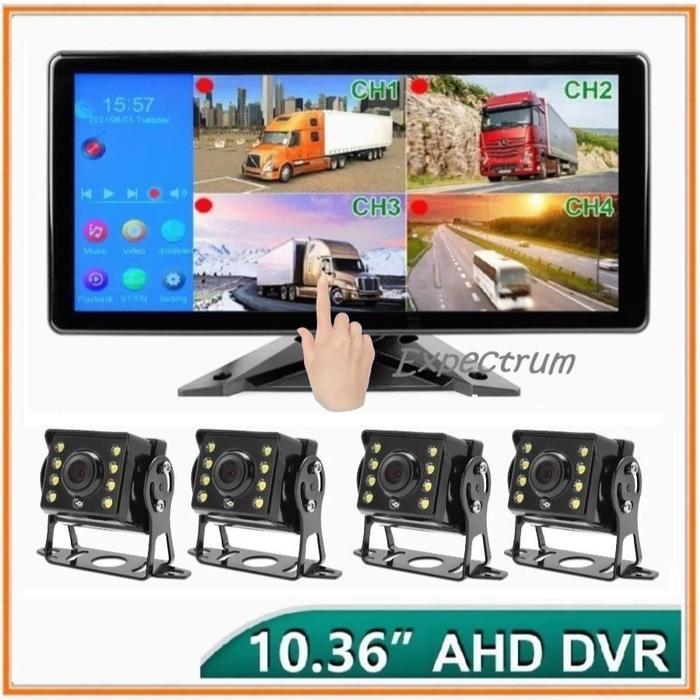 CAR DVR / Dashcam mobil 10.36 Inchi , 4 Camera AHD, MP5, BT, Layar IPS Touch Screen