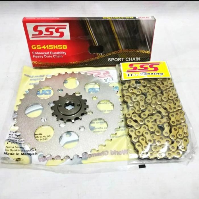 Gear Set Sss Satria Fu150 + Rantai Sss 415 Hsb