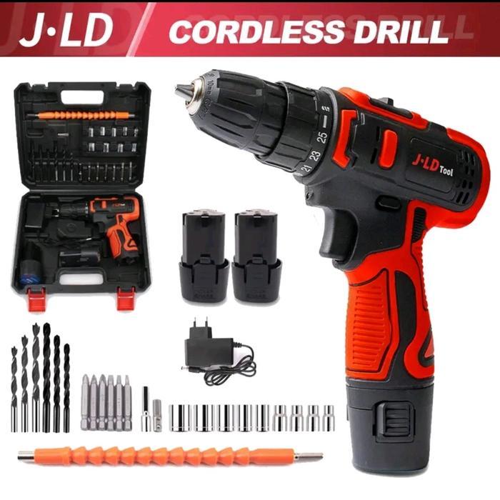 (Cod) Cordless Drill Jld 12V Merah Mesin Bor 12V Jld Tool