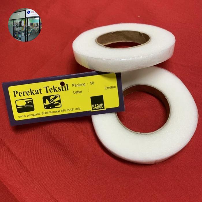 perekat textile lem textile lemsom lebar 1cm per roll