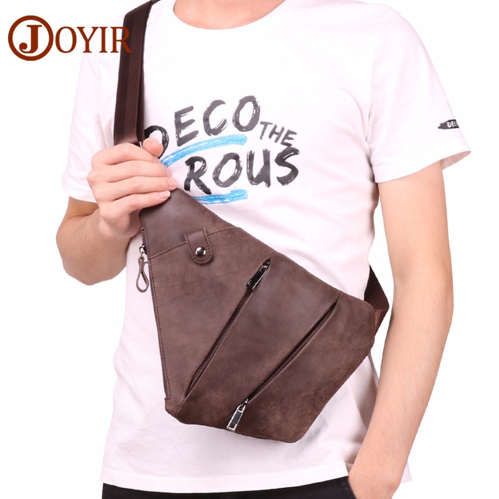 JOYIR Shoulder Bags Men Genuine Leather Chest Bags Single Shoulder Fashion Crossbody Bags for Men