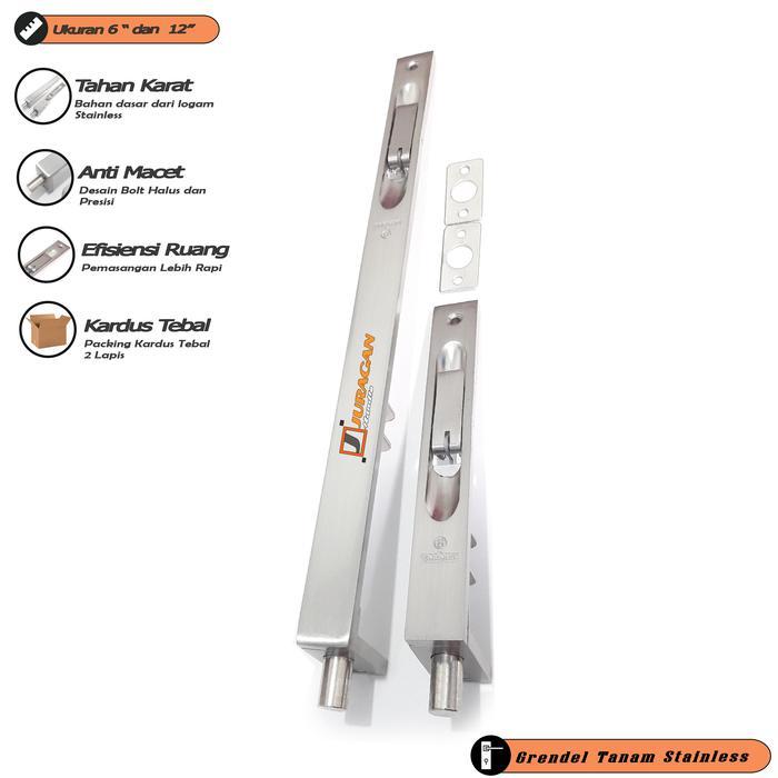 Best Seller Grendel Tanam Stainless Pintu 2 Daun - Grendel Pintu Atas Bawah - Slot Kunci Pintu