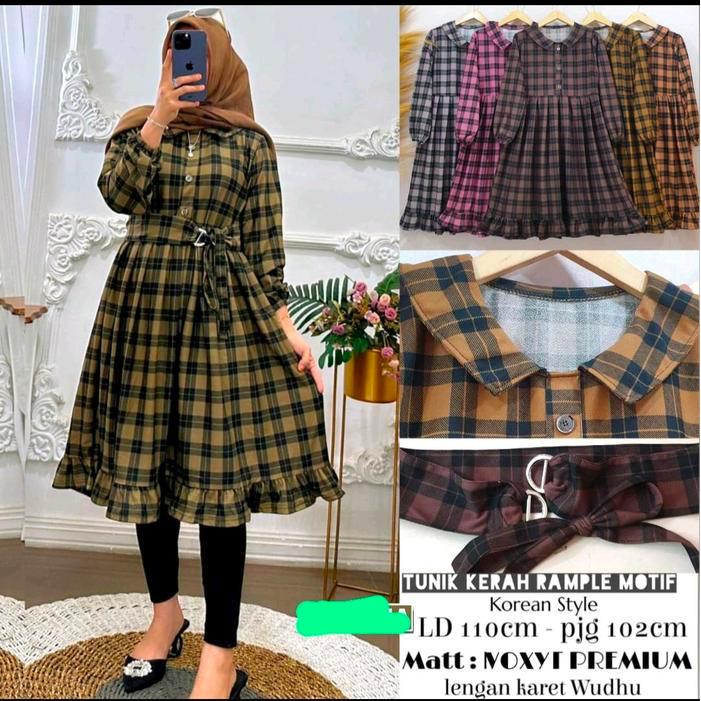 tunik korean style free belt Bunga