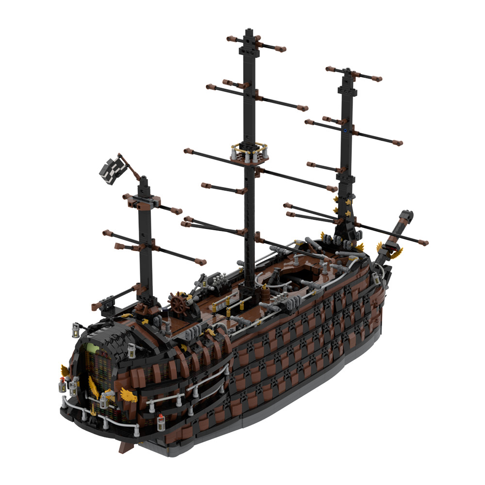 Gobricks Brown Pirate Ship Bricks Revenge Warship Sailboat Ship Boat Building Blocks Set Creative
