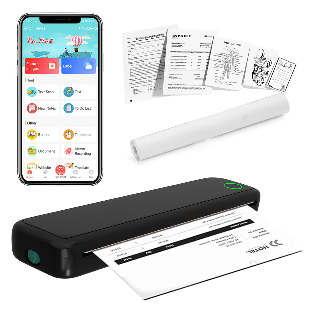 New Portable Mini A4 Printer No Ink Printing A4 Thermal Printer for Phone PC Tattoo Transfer Printer