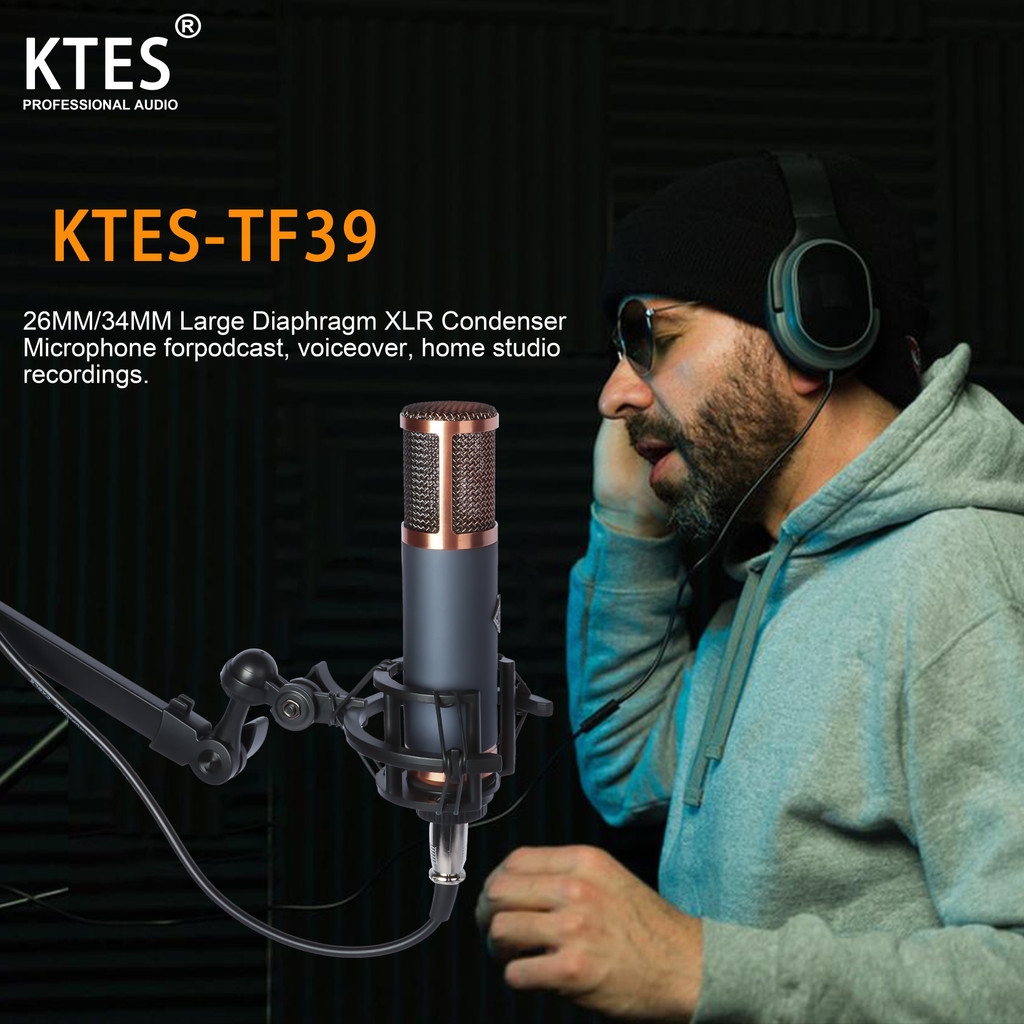 TF39 Condenser Microphone 26mm / 34mm Large Diaphragm XLR Studio Recording Mic for Vocals Podcasting