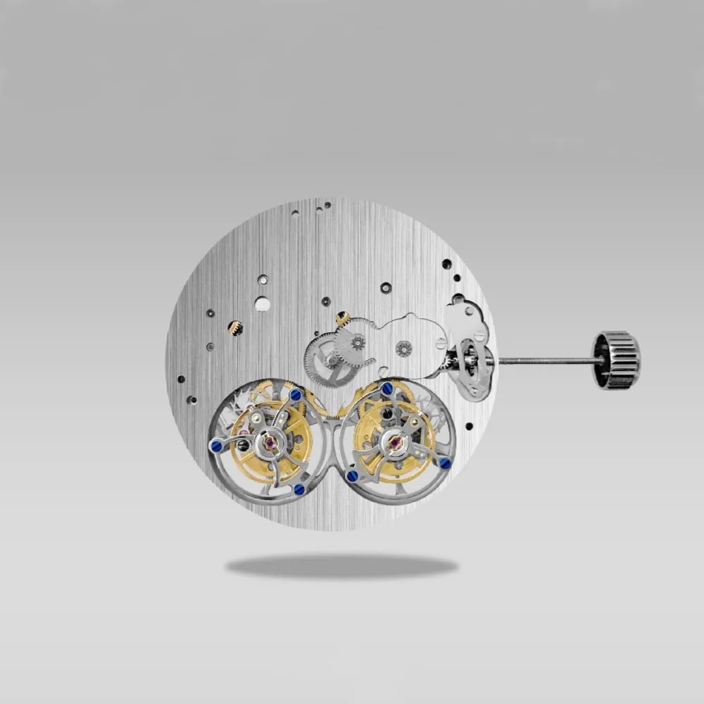 SEAKOSS Double Tourbillon Movement 37 Jewels 21600 5 & 7 o'clock Balance Wheel Manual Winding