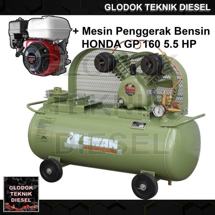 Kompresor Swan 1/2 HP + Penggerak Bensin 0.5 HP Air Compressor 212 GX - +Honda GP 160