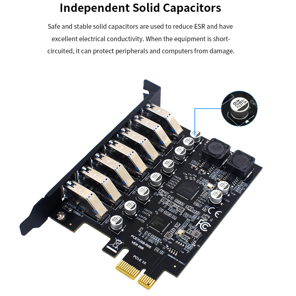 TISHRIC PCIE USB3.0 Adapter PCI-E 1X To USB PCI Express Converter PCI E USB3.0 Controller PCIE 1 To