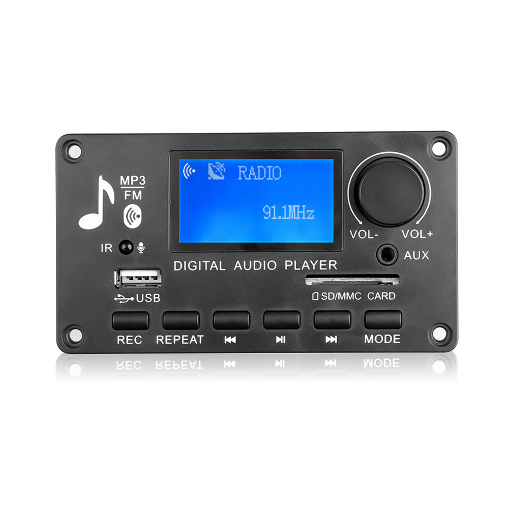 12V LCD MP3 WMA WAV Decoder Board Lyrics Display Bluetooth-Compatible 5.0 MP3 Music Player Speaker