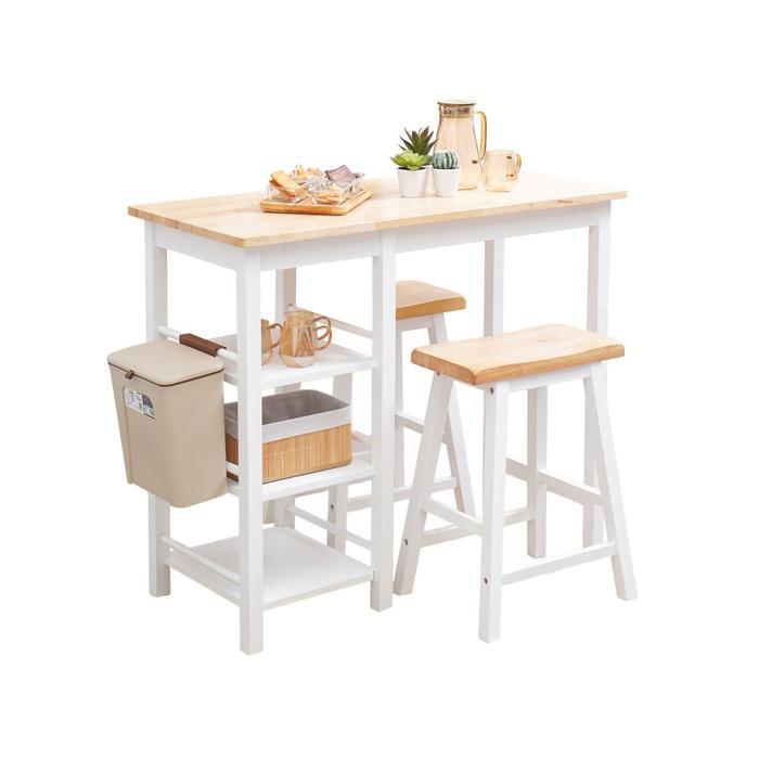 Informa Smith Set Meja Makan 2 Bangku - Putih Bangku Bar Minibar Meja Cafe