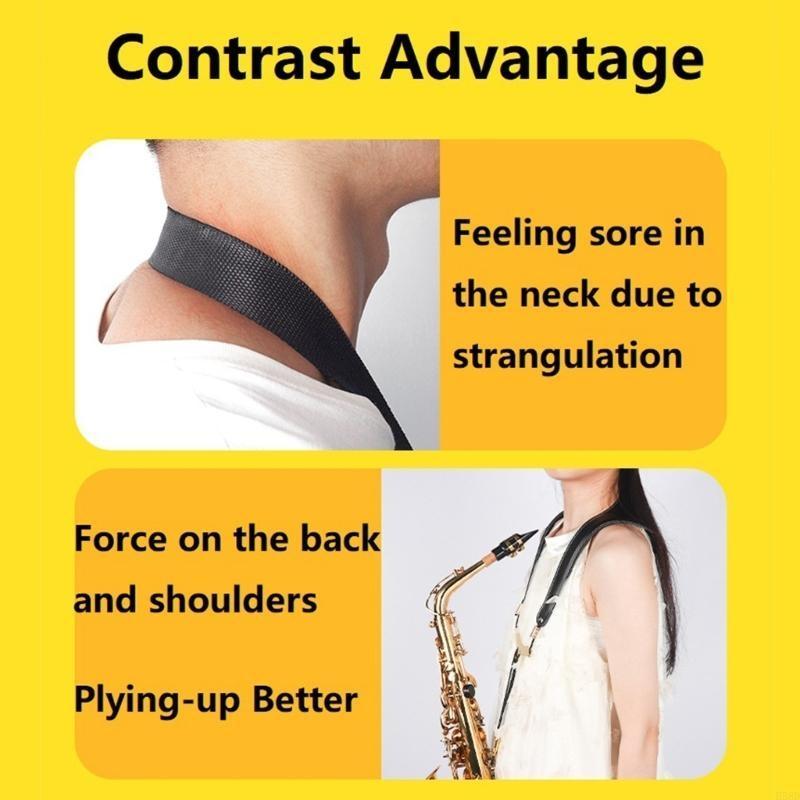 PU Leather Saxophone Strap Replacement Adjustable Neck Strap Saxophone Harnesses Sax Neck Strap