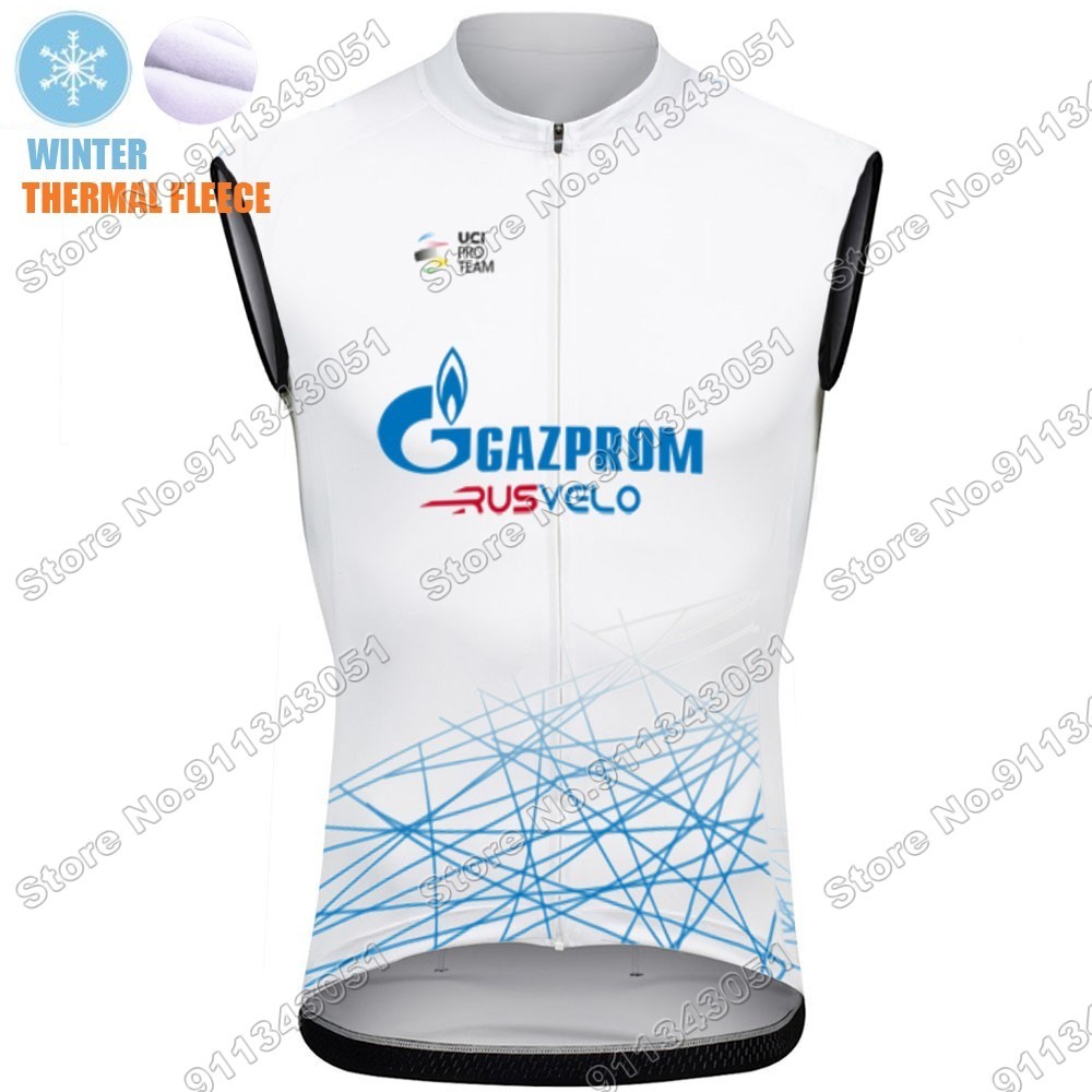 Winter Team GAZPROM 2021 Cycling Jersey Sleeveless Warm Cycling Vest Mountain Race Road Bike