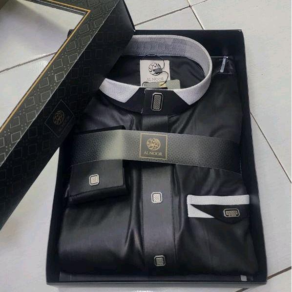 Stok Baru Gamis / Jubah Alnoor Hitam Kombinasi Lengan Manset