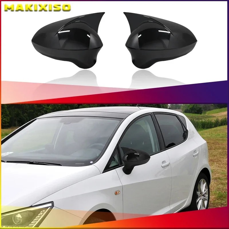 2PCS Replacement Car Side Rearview Mirror Covers Cap For Seat Ibiza 2008 2009 2010 2011 2012 2013 20