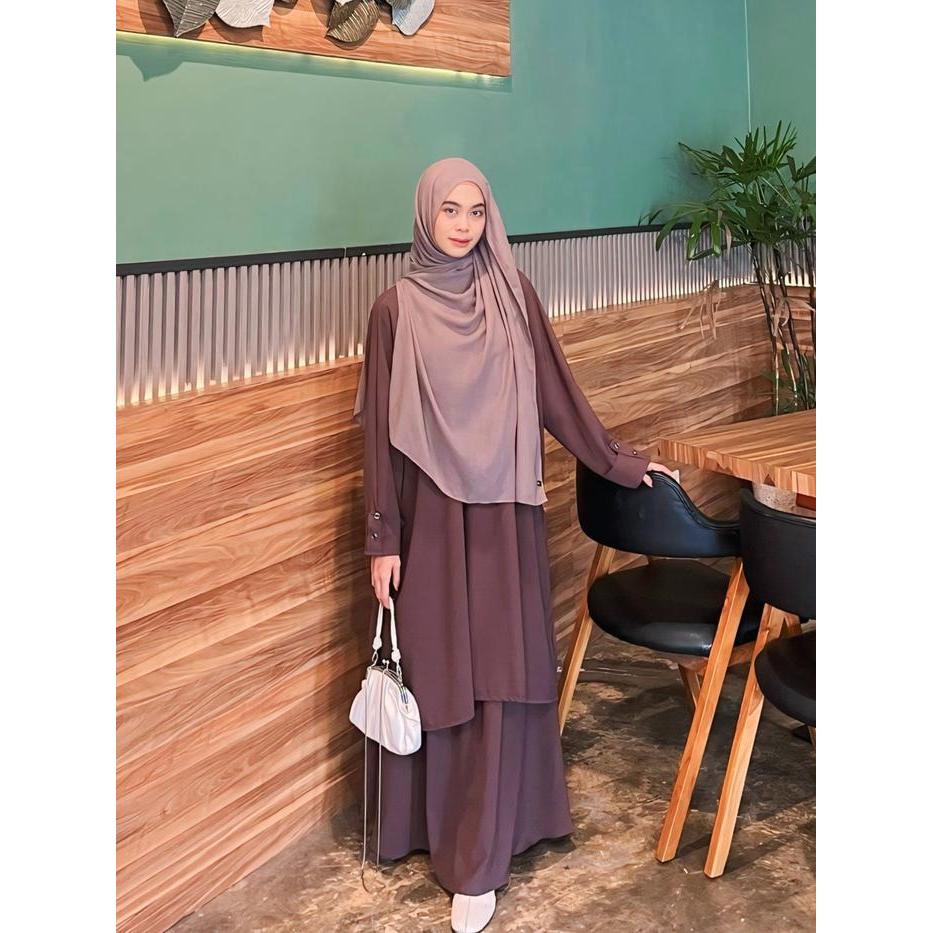 Ufaira Collection~One Set Almeera Setelan Terbaru~ Bahan Shabrina Anti Uv One Set Muslimah Style