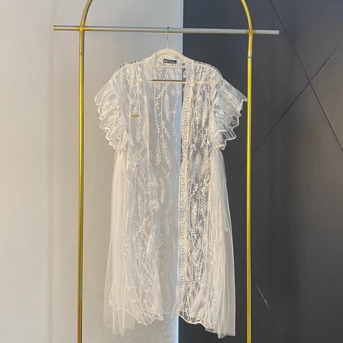 [Kzy.Id] Outer Hanum Dress Brokat Kondangan Hanum Wanita Lengan Pendek Bahan Brokat Kombinasi Tillee