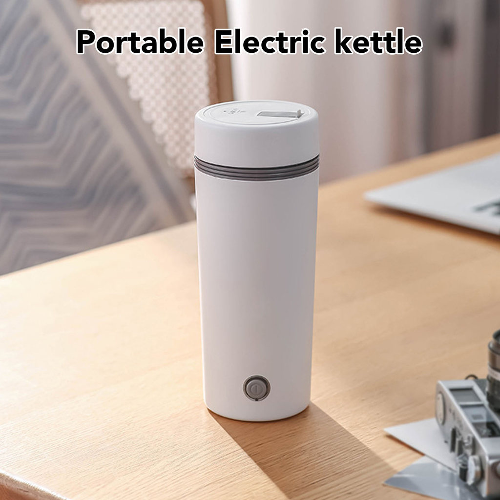 350ml Heated Travel Mug Small Portable Automatic Heating Cup Travel Electric Kettle Personal Tea