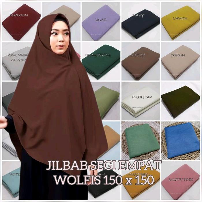 Jilbab segi empat wolfis 150 X 150 / jilbab jumbo wolfis segiempat