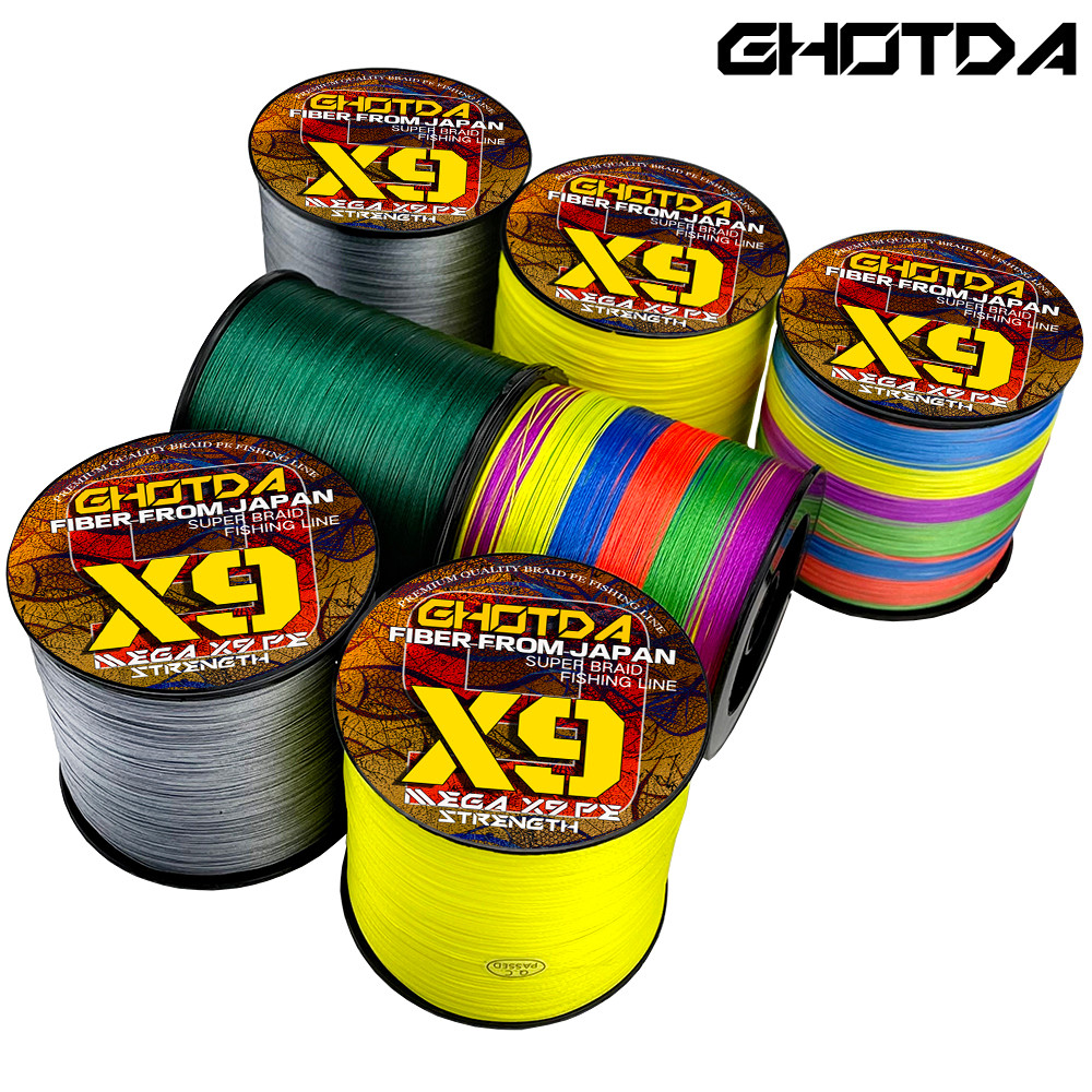 GHOTDA 1000M 500M 300M New 9 Strands Braided Fishing Line Super Strong Smooth Multifilament PE Line