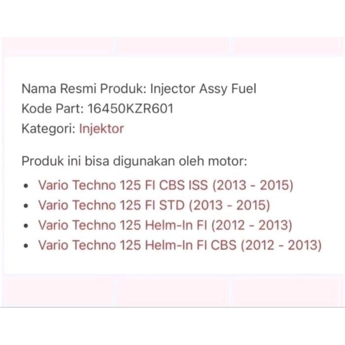 ORIGINAL AHM INJEKTOR ASSY VARIO 125 VARIO 150 KZR AHM-B21 ORIGINAL QUALITY