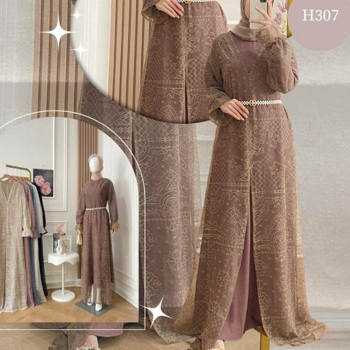 Floera Brukat Dress - Baju Gaun Kondangan Pesta Wanita Dewasa Remaja Gamis Terbaru Cantik Nyama