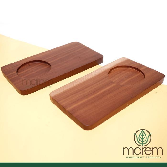 COASTER GELAS CANGKIR KAYU LEPEK/TATAKAN CANGKIR KOPI 18x10 SAWO