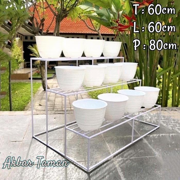 Rak Bunga Susun Besi 3 Tingkat / Rak Pot Tanaman Panjang 80cm