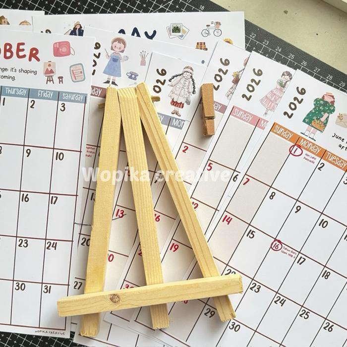 Kalender Planner 2026 Kalender Duduk, Kalender Aesthetic, Planner 2026, Kalender Kayu