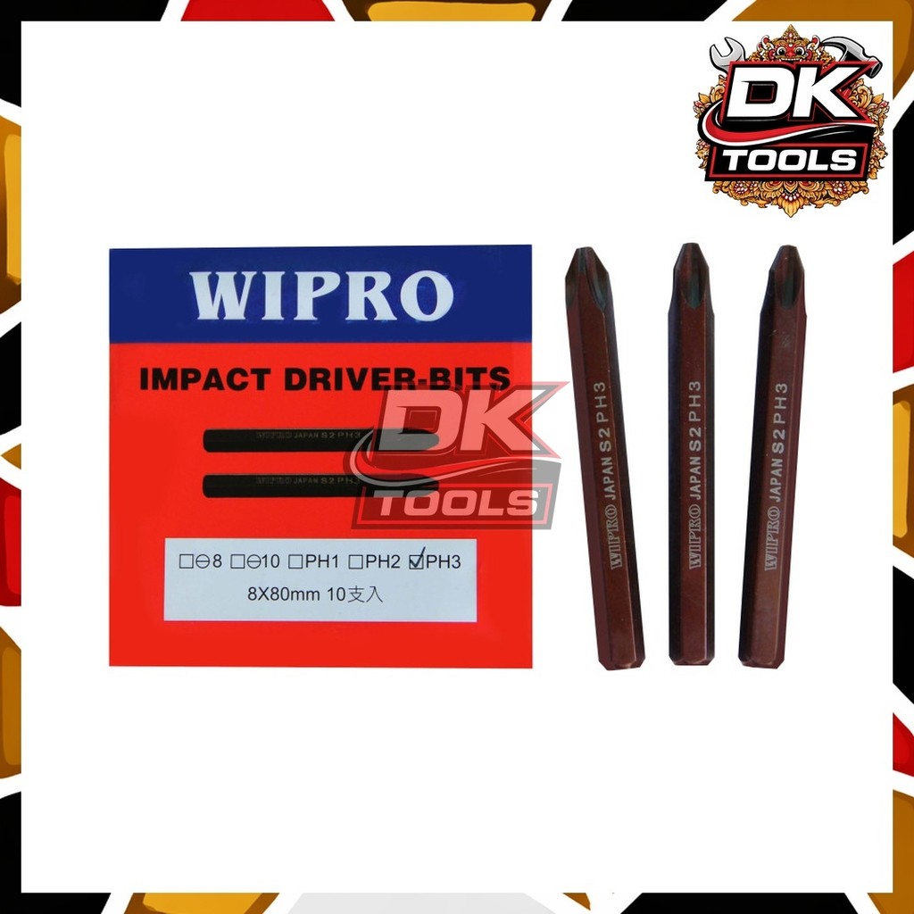 Wipro Mata obeng ketok Wipro (+) PH3 8x80mm (harga per pcs) - Mata Obeng Ketok Wipro