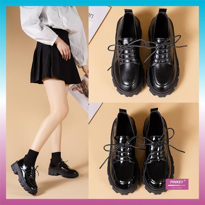 Aerostreet - P019 Sepatu Wanita Premium Quality Docmart Hitam Karet Shoes Boots Kerja Boots Pantofel