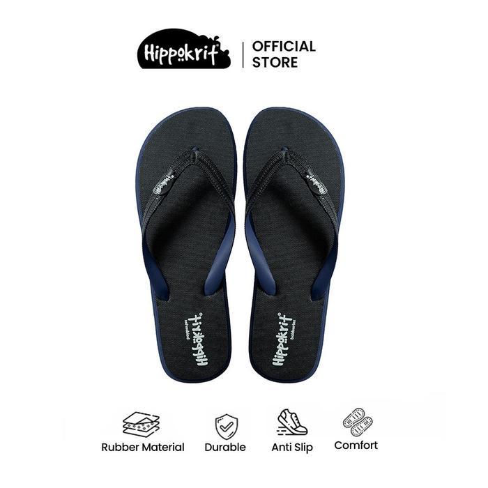 Aerostreet - Sandal Flip Flop Pria Kasual Karet Empuk Anti Licin - Bold / Navy