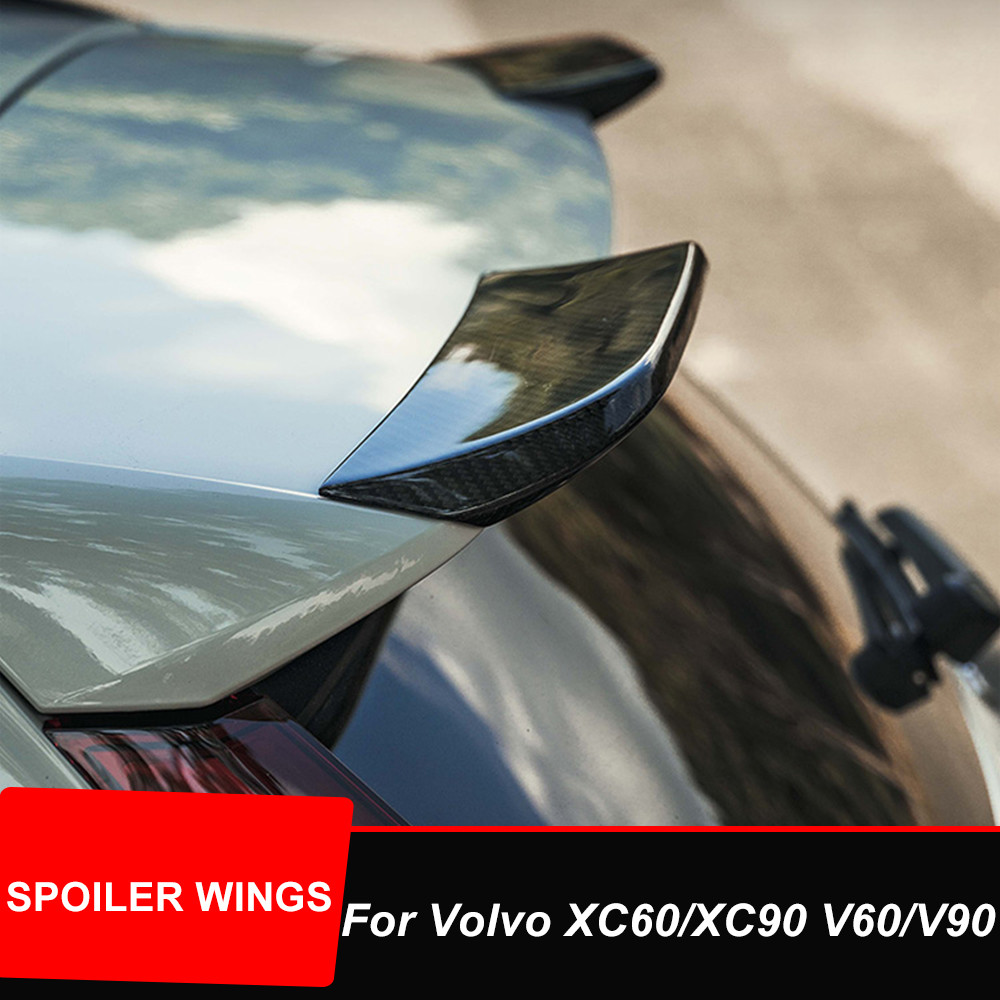 For V0LV0 V60 V90 XC60 XC90 Rear Roof Trunk Lid Corner Side Spoiler Wings Decoration 1Pair Black Car