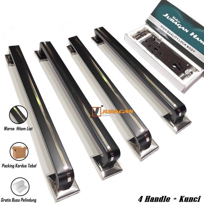 Handle Pintu 2 Daun Kekinian 45 cm - Body Kunci Set Silinder Anak Kunci - Gagang Pintu Modern