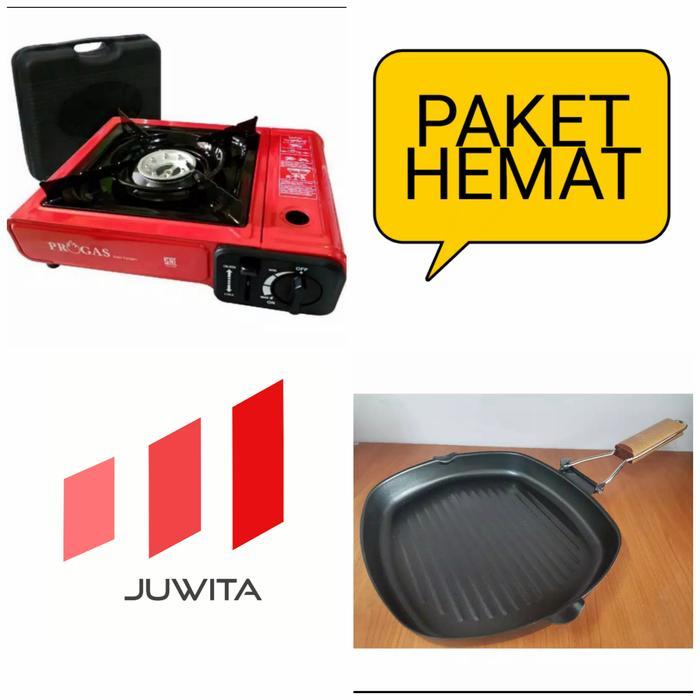 KOMPOR PORTABLE PROGAS DAN SQUARE GRILL PAN 28 CM