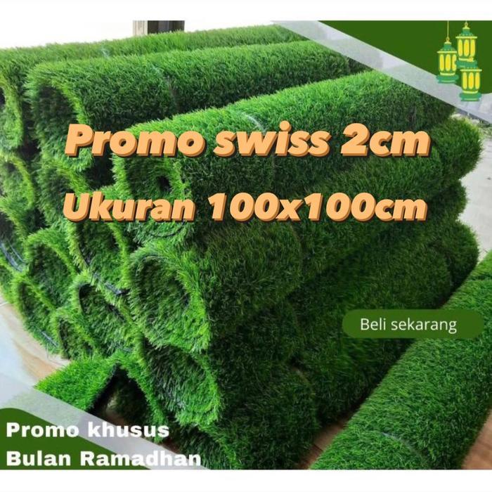 ORIGINAL Rumput Sintetis Swiss Tebal 2cm 1x1 Meter Persegi Kualitas Export Warna Full Green Cocok