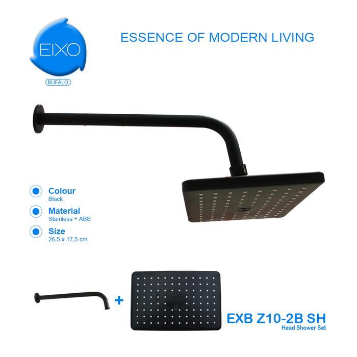 EIXO Bufalo Black Head Wall Shower Kepala Pancuran Mandi Hitam Set