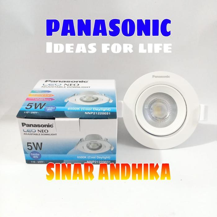 "New" Lampu Led Panasonic Adjustable Downlight 5Watt Nnp21220/Nnp21200