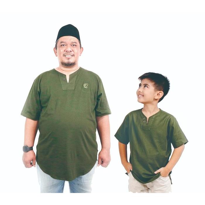 Kaos Kurta Pria Dewasa Big Size Polos Katun Lengan Pendek Jumbo baju koko Muslim Katun kurta