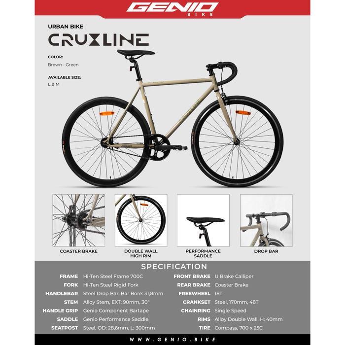 Sepeda Fixie Genio Cruxline Rem Torpedo Stang Balap 700C