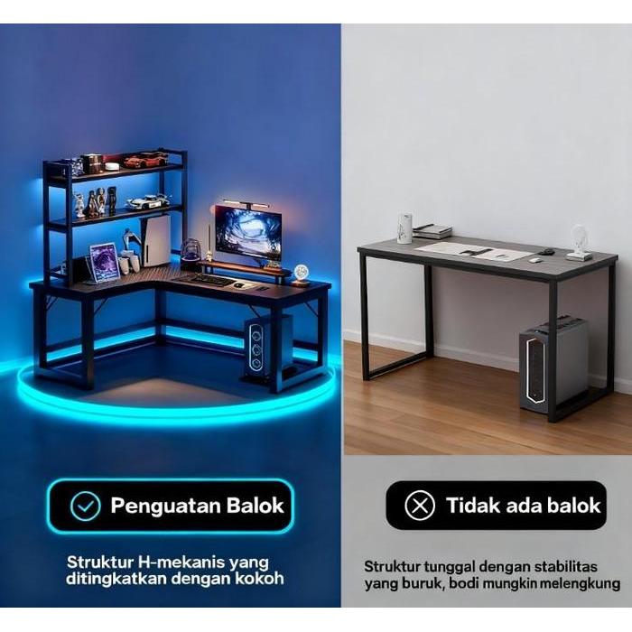 Meja Komputer Sudut untuk Desktop Meja monitor Meja E-Sports untuk Dua Orang Meja Sudut Rumah Tangga