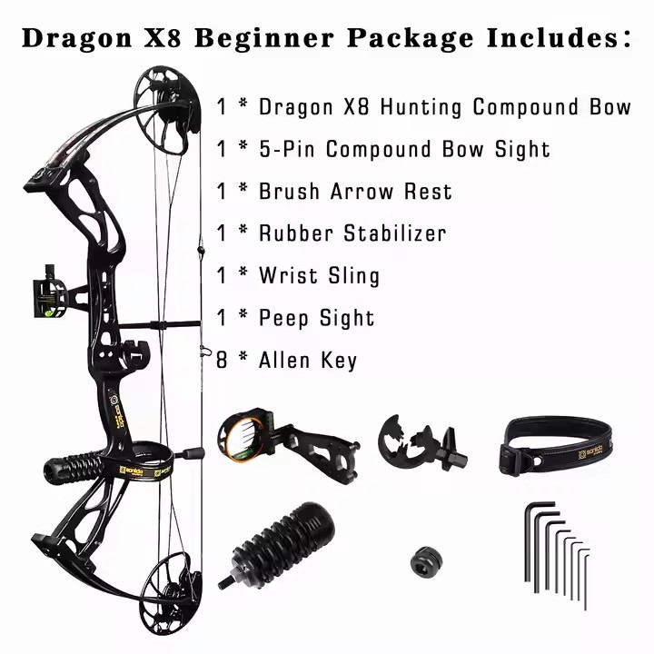 Sanlida Dragon X8 Hunting Shooting Compound Bow Kit 0~60lbs Adjustable Draw Weight Archery Outdoor