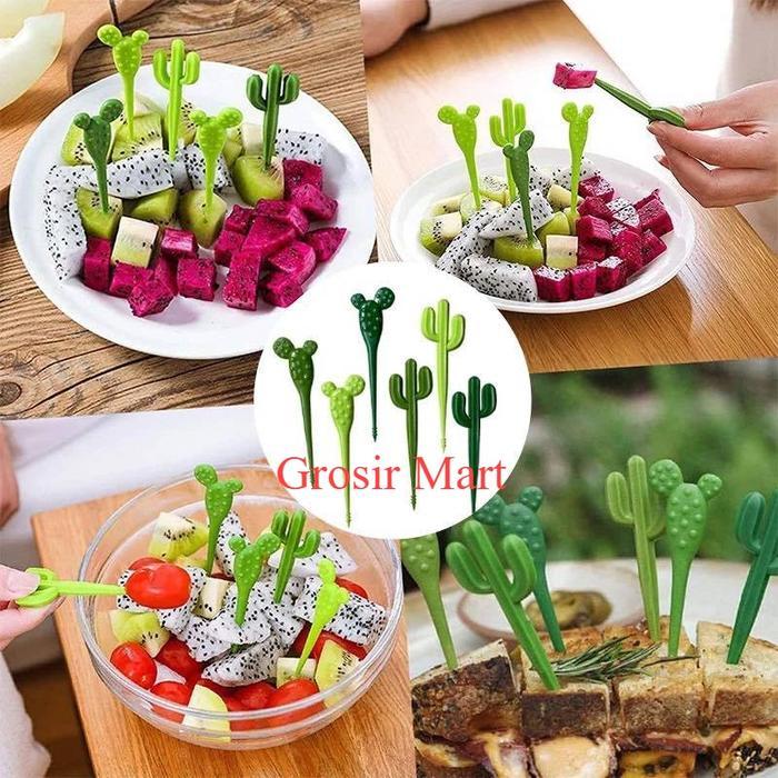Tusukan Bento Kaktus isi 6 Tusukan Bento Karakter Lucu Gemoy Hias Bekal Anak Perintilan Bento Tools