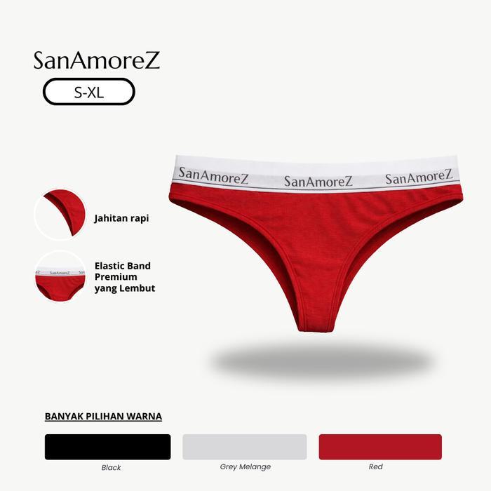 Sorella - Sanamorez Women Classic Thong / Celana Dalam Wanita - Cotton Size Xs - Xl Mid Waist Jean