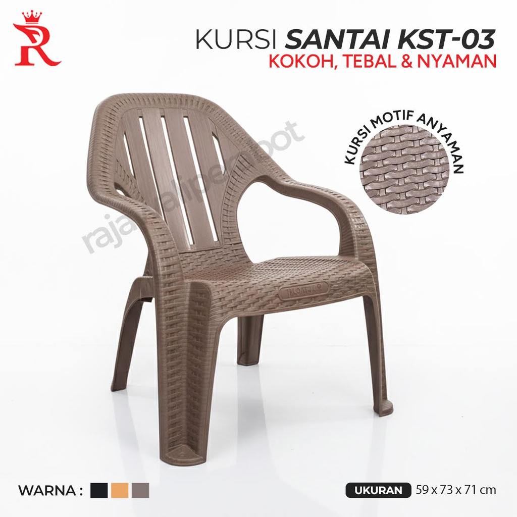 Kursi Plastik Sandar Motif Rotan Tebal Kuat Nyaman Kursi Santai Teras Rumah
