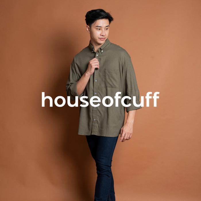 TERMURAH [BIG SIZE] Houseofcuff Kemeja Pria Oversize Linen Unisex Hijau Army READY STOCK